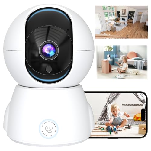 LEMONSEA Camara de Seguridad Interior, 2MP Camara WiFi de Visión 360°, Camaras de Seguridad Inalambricas con Vision Nocturna y Audio Bidireccional, Detección de Movimiento, Alarma, Poyo Alexa y Google