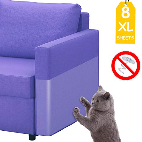 Jxselect Anti Scratch Cat Training Tape,8 Pieces XL Large (11.8" x 17") Clear Double Sided Tape for Cats Scratching,Pins Free Cat Deterrent Tape - Furniture Protector ...