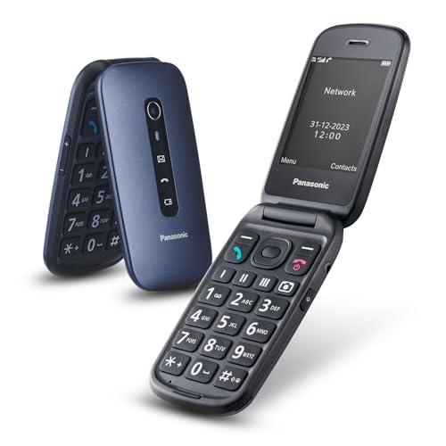 Panasonic KX-TU550EXC4G Klapphandy für Senioren, 1,2 MP Kamera, Seniorenhandy mit großem 2,8-Zoll-Display, 290 Stunden Standby, Blau