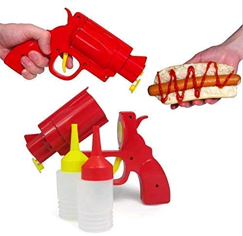 Novelty Condiment Shooter Dispenser - Plastic Ketchup Mustard BBQ Hot Sauce Container Squeeze Gun Shaped Bottle Funny - Thumbnail 4