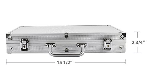 Premium 300 pcs 11.5 gram Striped Welcome to Las Vegas Poker Chip Set w/3 Dealer Buttons, 2 Decks of Cards,Big/Small Blind and Dealer Button in Aluminum Case
