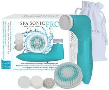 Spa Sonic PRO Skin Care System Face & Body Polisher - 8 Piece Professional Kit, Aqua 1.0 set ( pack of 1)