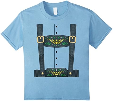 Kids Lederhosen Oktoberfest T-Shirt or Halloween Costume 10 Baby Blue