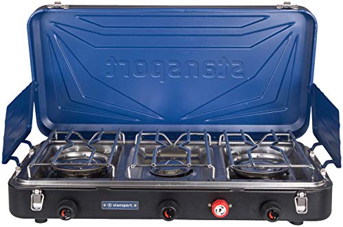 STANSPORT - Outfitter Series Portable 3-Burner Propane Camping Stove (Blue and Black) STANSPORT - Outfitter Series Portable 3-Burner Propane Camping Stove (Blue and Black)