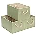 StorageWorks Polyester Storage Bin with Strong Cotton Rope Handle, Foldable Storage Basket, Green-Yellow, Bamboo Style, Large, 3-Pack