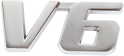 Eforcar 2pcs 3D Badge V6 Emblem Logo Sticker Decal Metal Chrome Fender Side Trunk