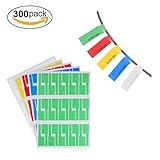 Cable Labels,LANMU Self-adhesive Cable Label,Cable/Cord Identification Tags,10 Sheets 300 Labels,A4 Size Waterproof Tear Resistant Labels Works with Laser Printer(5 Assorted Colors)