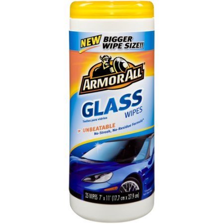 Armor all glass wipes, 3 canisters of 25 wipes