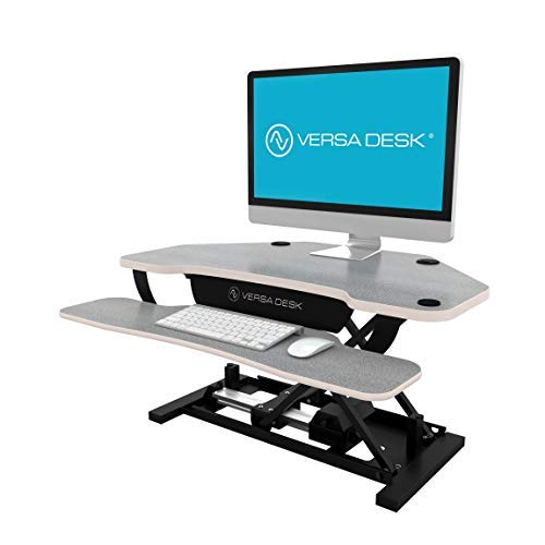 VersaDesk Power Pro Corner - 36" Electric Height-Adjustable Standing Desk - Sit to Stand Desktop with Keyboard and Mouse Tray - Gray - Thumbnail 6