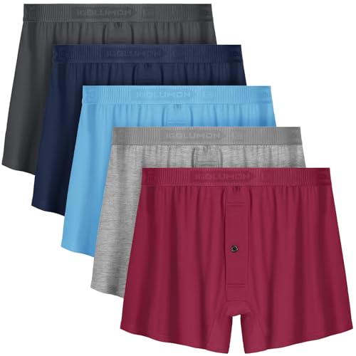 IGOLUMON Mens Underwear Boxer Shorts 5 Pack Comfortable Bamboo Rayon ...