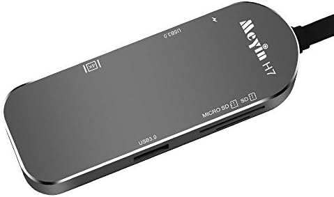 Meyin H7 USB C Hub Adapter 3.0 with Type-C Charging Port, HDMI Output Port, Gigabit LAN Ethernet Port, USB 3.0 Ports, Card Reader, USB-C to PC Port for Macbook Pro, Chromebook &amp; more USB-C Devices