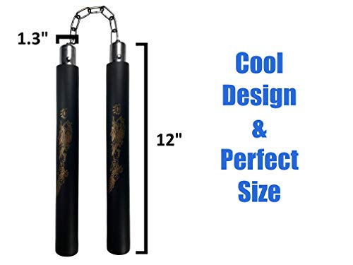 Dragon Equipment Foam Practice Sticks for Martial Arts with Case (Black)