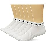 NIKE Unisex Performance Cushion Low Rise Socks with Bag (6 Pairs), White/Black, Large