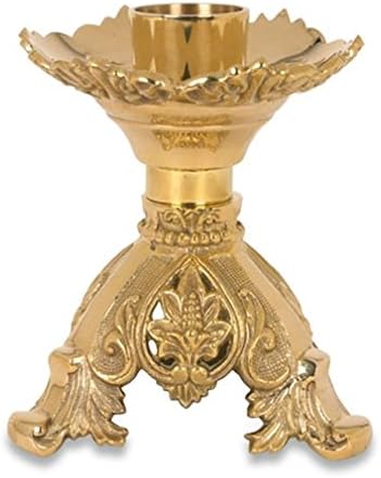 Florentine Collection Polished Brass Short Altar Church Candlestick, 6 Inch