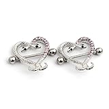 Maggie 1 Pair Chic Crystal Snake Heart Shape Nipple Bar Ring Shield Barbell Body Jewelry