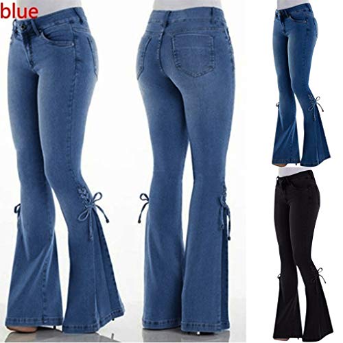 Kardashian Jeans,Women High Waisted Denim Stretch Slim Wide Leg Pants - Thumbnail 4