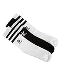 ADIDAS Originals 3 Pack Roller Crew Socks, Black/White