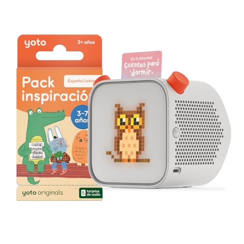 YOTO Player (3rd Gen.) + Pack inspiración 3-7 años Spanish Bundle – Kids Bluetooth Audio Speaker, All-in-1 Screen-Free Device for Stories Music Podcasts Radio White Noise Thermometer Nightlight