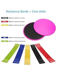 MLYC - Disco deslizante de 2 núcleos + 5 bandas de resistencia para ejercicios, discos deslizantes de doble cara, bandas de resistencia para ejercicios intensos, de bajo impacto para fortalecer el núcleo, los glúteos, la actividad de abdominales