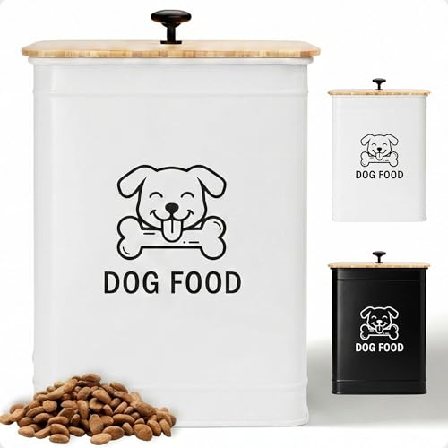 Metal Dog Food Container with Airtight Bamboo Lid