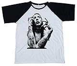 Me Unisex Marilyn Manson White T-shirt with Black Sleeves (Large)