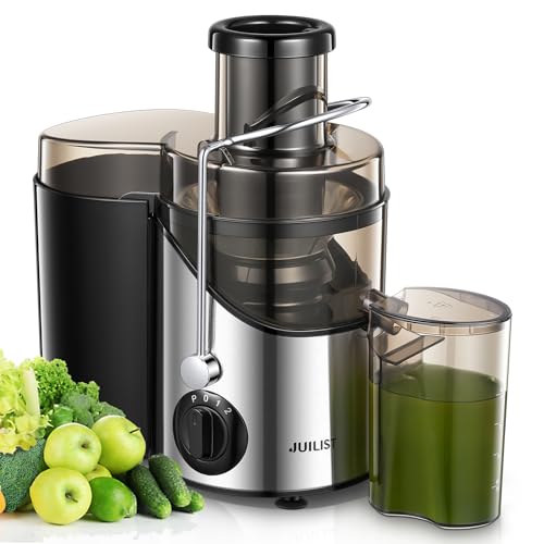 JUILIST Juice Extractor Juicer Juicer for Fruit and Vegetables, 65 mm Feeding Chute 3 Settings with Cleaning Brush, Easy to Clean, BPA Free