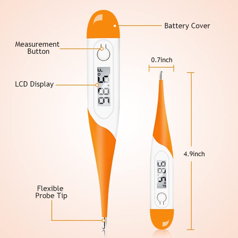 Professional Fast Reading Waterproof Digital Oral Thermometer with Fever Alert, Accurate Reading