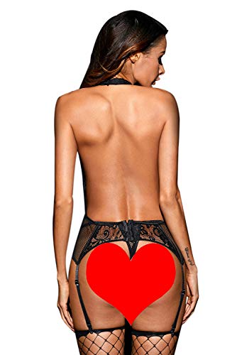 Dearaimili-Donna-Biancheria-Intima-Pizzo-Scollo-a-V-Senza-Schienale-Giarrettiere