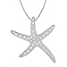 925 Sterling Silver Synthetic CZ Large Starfish Pendant Necklace, 18