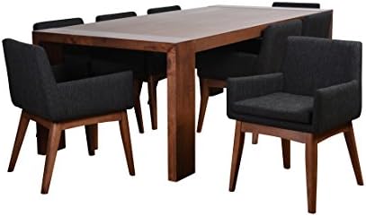 Midtown Concept Tifanny Deluxe Mid-Century 9Piece Living Room Dining Set, Liqurice Textile Fabric