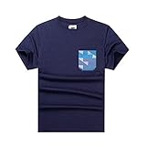 Beautiful Giant Jacquard Pocket T-Shirt Crew-Neck Short Sleeve Navy TEE