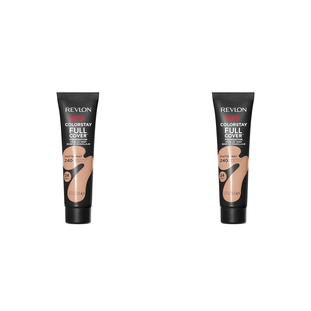 Revlon ColorStay Full Cover Longwear Matte Foundation, Heat & Sweat Resistant Lightweight Face Makeup, Medium Beige (240), 30ml (Pack of 2) โ image 1