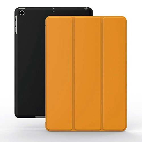 KHOMO iPad Mini / Mini 2 Retina / Mini 3 Case - DUAL Orange Super Slim Cover with Black Rubberized back and Smart Feature (Built-in magnet for sleep / wake feature) For Apple iPad Mini Tablet