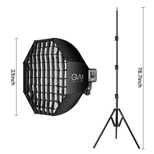 GVM LED Video Light with Softbox, 80W COB Video Light Studio Light with Tripod, Bi-Colour 2700K-7500K Photography Continuous Light for Studio Film Streaming, 44100lux/0.5m CRI97+ 8 Light Effects App Control
