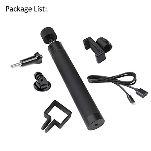 O'woda Aluminum Extendable Selfie Stick Cellphone Holder Scalable Extension Monopod Pole Rod with 3ft Extension Data Cable iOS Cord for DJI OSMO Pocket and i Phone/i Pad