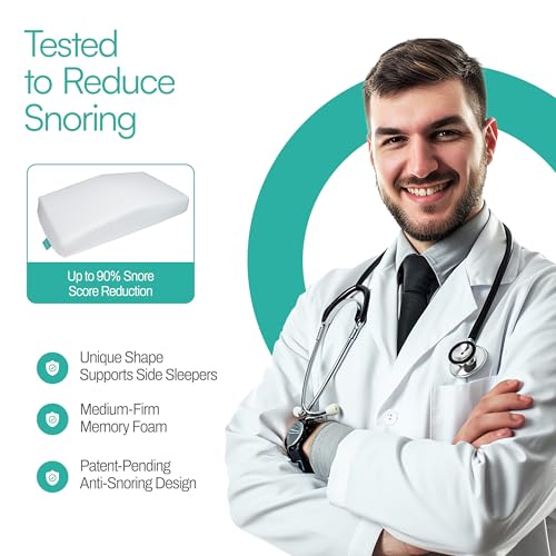 Pyramid Pillow – La original almohada antironquidos para dormir de lado, solución y remedio para ronquidos, almohada de espuma viscoelástica inclinada para apoyo de las vías respiratorias, almohada