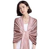 QBSM Womens Large Soft Silky Bridal Evening Wedding Party Wrap Scarf Shawl Pink