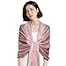 QBSM Womens Large Soft Silky Bridal Evening Wedding Party Wrap Scarf Shawl Pink