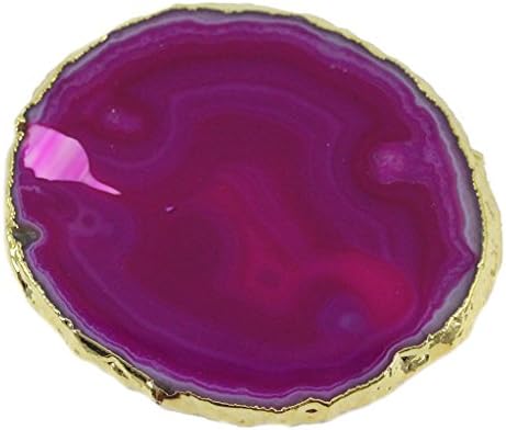 Gold Plated Agate Candle Tray - Pink
