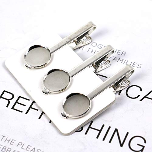 Pomeat 8 pcs Blank Tie Clipswith 16mm Circel Bezel for Personalized Gift for Him