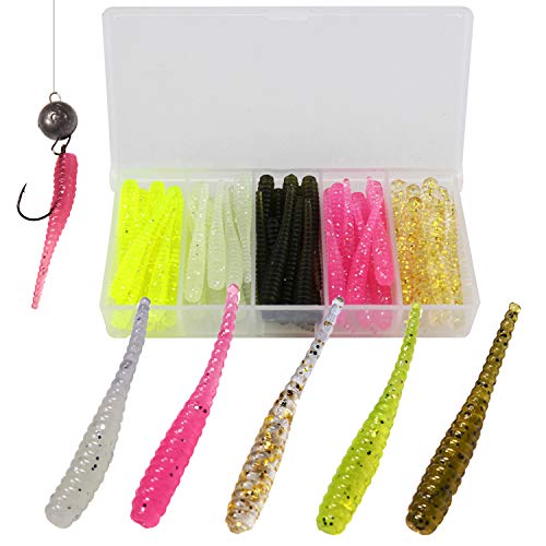 QualyQualy QualyQualy Soft Plastic Fishing Lures Trout Worms Lures Walleye Grub Fishing Lures