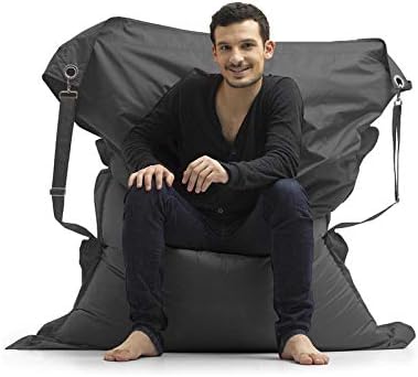 JJCFM Ultra Soft Bean Bag Chair, Rectangle Creative Lazy Sofa Single Sofa for Kids and Adults, Bay Window Balcony Bedroom Tatami Lounge Chair, Pvc Waterproof Fabric Sofa,Black