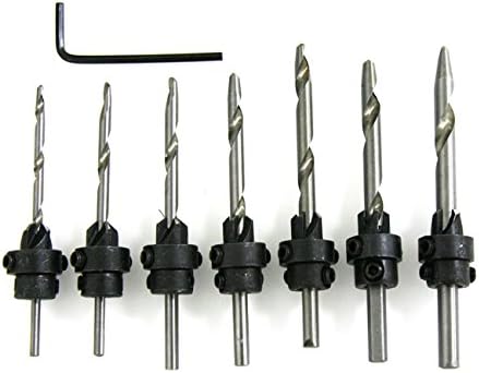 Supermotorparts 7 Pair Set 22Pc Countersink Drill Bit Sets W/case Wood working Drill Bits