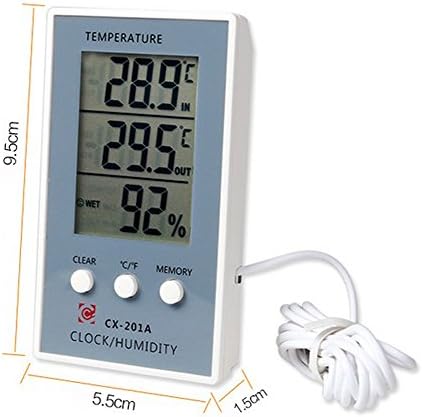 Surborder Shop Digital Lcd Thermometer Indoor/outdoor Thermometer Humidity Hygrometer with Clock
