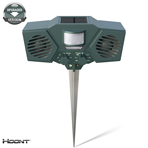 Hoont8482; Powerful Solar Battery Powered Ultrasonic Outdoor Animal & Pest Repeller - Motion Activated [UPGRADED VERSION]