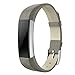 SWEES Genuine Leather Bands Compatible with Alta & Alta HR, Genuine Leather Band with Buckle Replacement Wristband Small & Large Women Men, Silver, Gold, Black, Brown, Pink, Grey