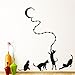 CUGBO Cat Wall Sticker, 4 Cats Reaching The Moon Wall Decal for Living Room Pantry Home Decor