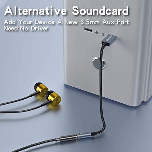 USB to 3.5mm Jack Stereo Audio Adapter, KOOPAO 3.5mm Realtek DAC Chip