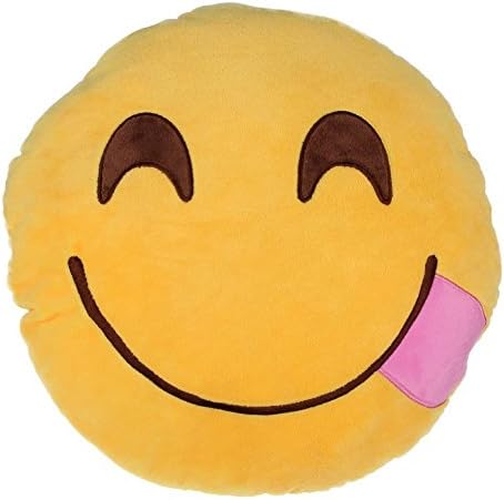 Emoji Smiley Emoticon Yellow Round Cushion Pillow Stuffed Plush Soft Toy