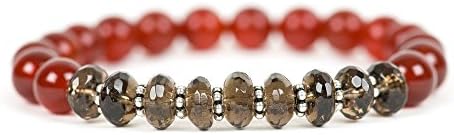 GenericIce Black Obsidian and Golden Rutilated Quartz Bracelet, Healing Gemstone Stretch Bracelet,